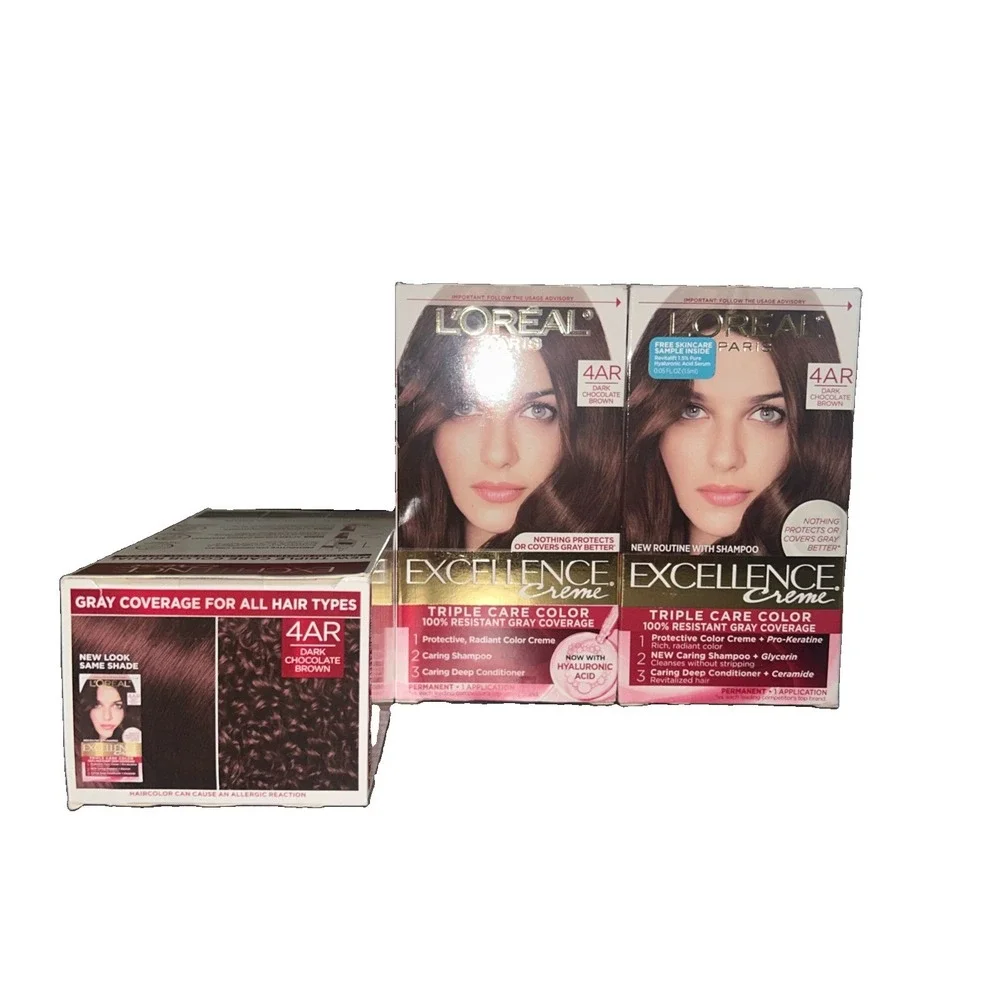 Loreal Paris Excellence Creme Hair Color #4AR DARK CHOCOLATE BROWN - w/ shampoo